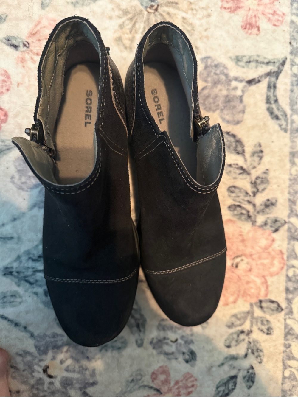 Sorel Major Low Boots Black Leather Suede Zip Ankle Booties Size 9.5 - Picture 5 of 7